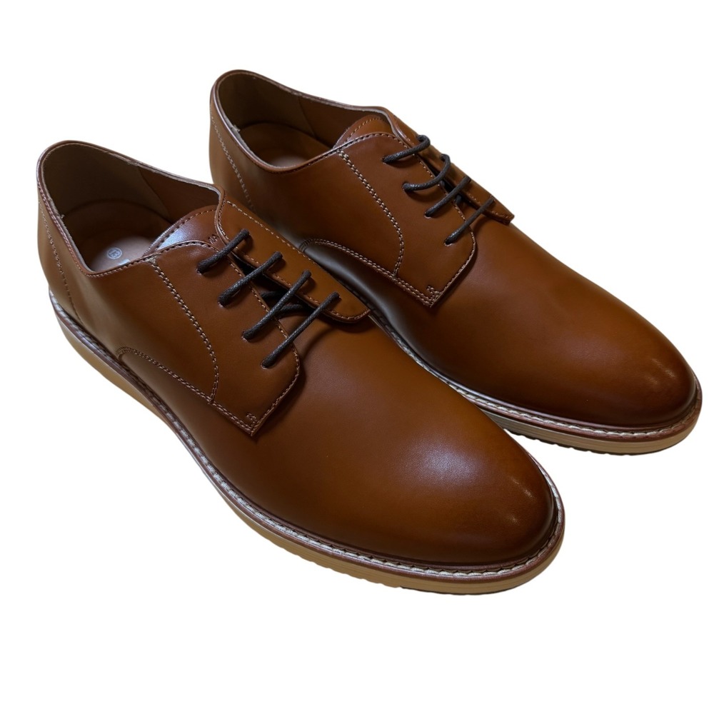 Bruno Marc Oxford Dress Shoes Men Size 13 Brown New Faux Leather Lace Up Formal